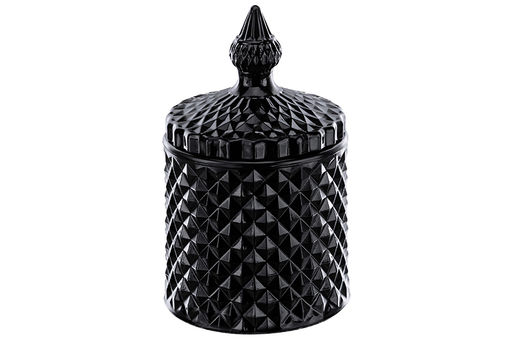 Банка д/хранения 270 мл 8,5*8,5*14 см с крышкой "Ромбики", черный, стекло