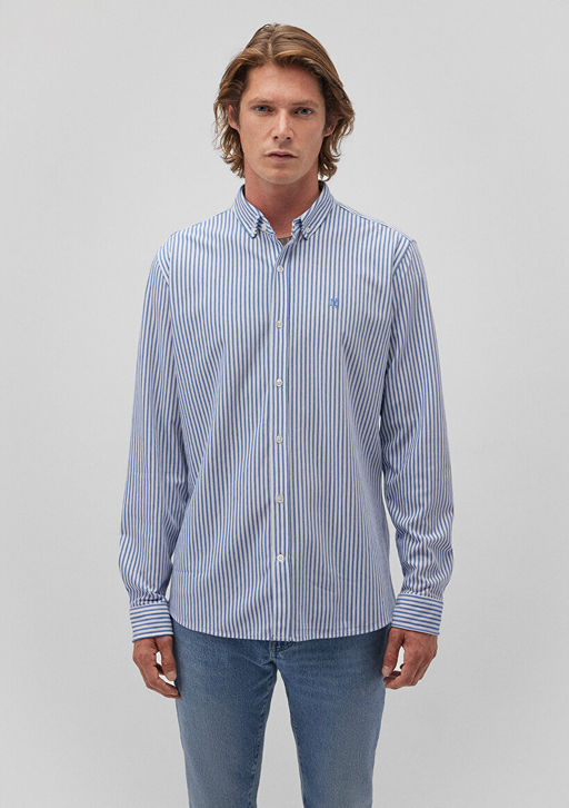 Cizgili Mavi Orme Gomlek фото 4