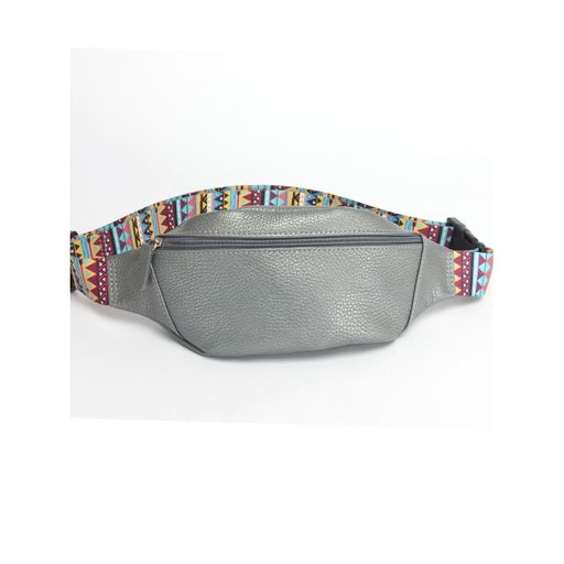 Сумка женская натуральная кожа (на пояс) Croco-856, 1 отд, серый металлик (230) 246905