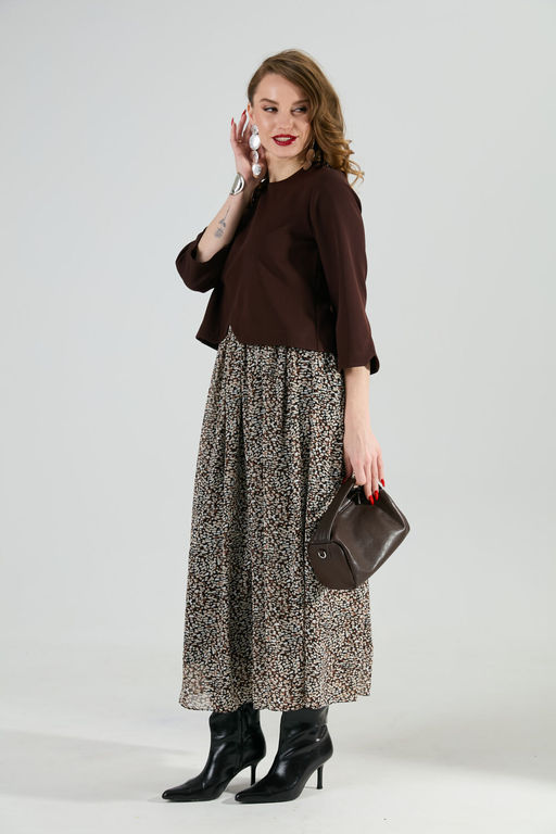 Платье NIKVA н740-20 шоколад и шоколадная абстракция  фото 3