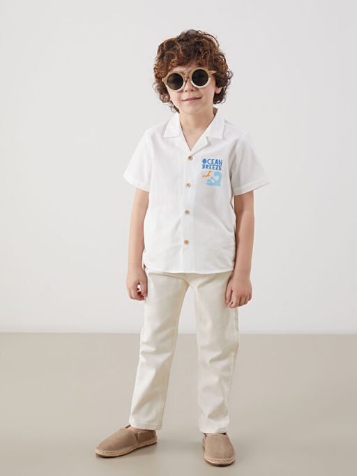 Resort Yaka Bask?l? Erkek ?ocuk G?mlek