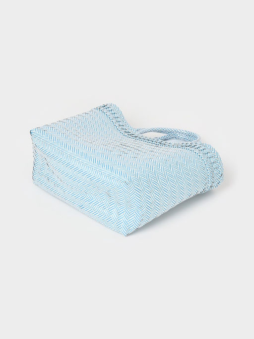 Сумка плетёная, 30×15×35 см, пластик, бело-голубая