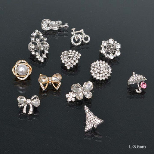 Брошь Микс набор 12 штук 3,5 см / 2115-33 /уп 1200/1 шт.- 30,40