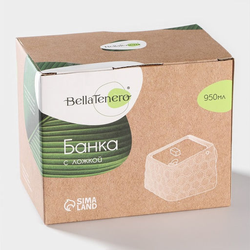 Банка для сыпучих BellaTenero, 800 мл, 14.511 см, с ложкой, с бамбуковой крышкой, фарфор, белая фото 11