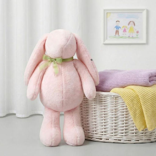 Подушка декоративная арт.4692-13 Заяц УШАСТИК шерсть пудровый