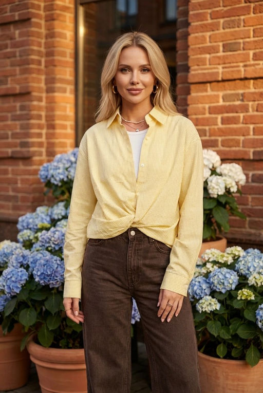 K13475 Рубашка и майка OVER SIZE СВ_ЖЕЛТЫЙ