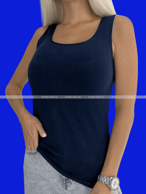 Цена за 1 шт. Майки женские Miss Emma Турция однотонные арт.121 СИНИЕ