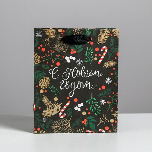 Пакет крафтовый вертикальный Еловый лес, S 12 15 5.5 см - Дарите счастье фото 2