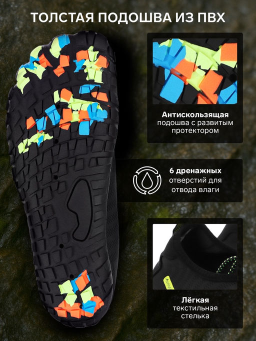 Аквашузы ONLYTOP Black, р. 37-38