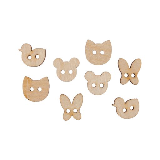 Заготовка для декорирования Mr. Carving ВД-398 Набор пуговиц фанера 0.3 см 8 шт №1 Животные