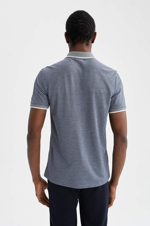 Футболка стандартного кроя с воротником поло и короткими рукавами - Defacto фото 5