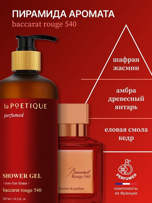 Гель для душа парфюмированный, 500 мл, аромат Baccarat rouge 540, laPOETIQUE  фото 3