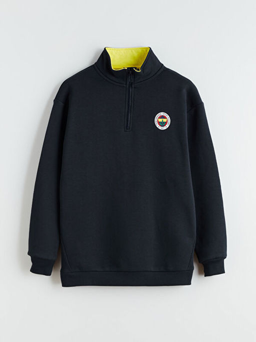 Dik Yaka Fenerbah?e Bask?l? Erkek ?ocuk Sweatshirt