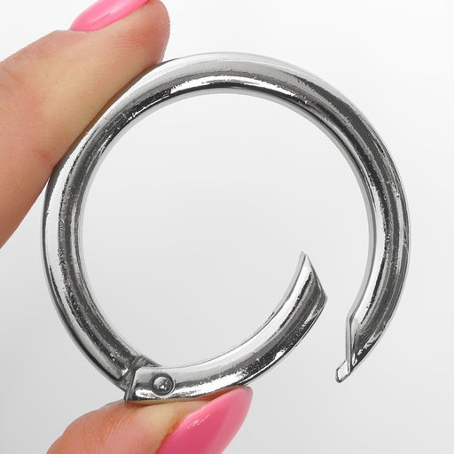 Кольцо-карабин плоский, d = 38/48 мм, толщина - 5 мм, 5 шт., цвет серебряный