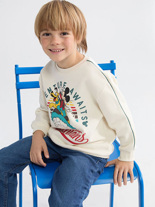 Mickey Mouse Bask?l? Erkek ?ocuk Sweatshirt