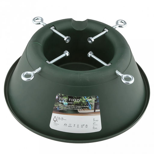 Подставка для новогодней елки "Финская" макс. высота дерева 2м, размер ствола 4-15см, чаша для воды 2л, д7-37,5см, h14см, вес 0,73кг, пластик, крепеж металл, цвет зеленый (Китай)