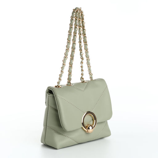 Сумка женская мессенджер на клапане, 17.5×6×14.5 см, оливковая