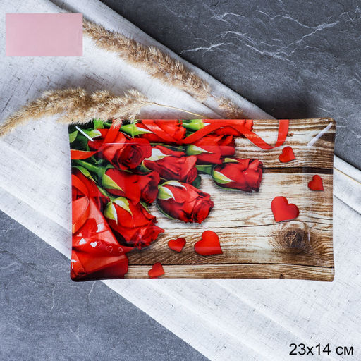Блюдо для нарезки прямоугольное 23x14 см / S322314 FF309 GREY Букет роз / уп 6/72/ цветная коробка/ 716265