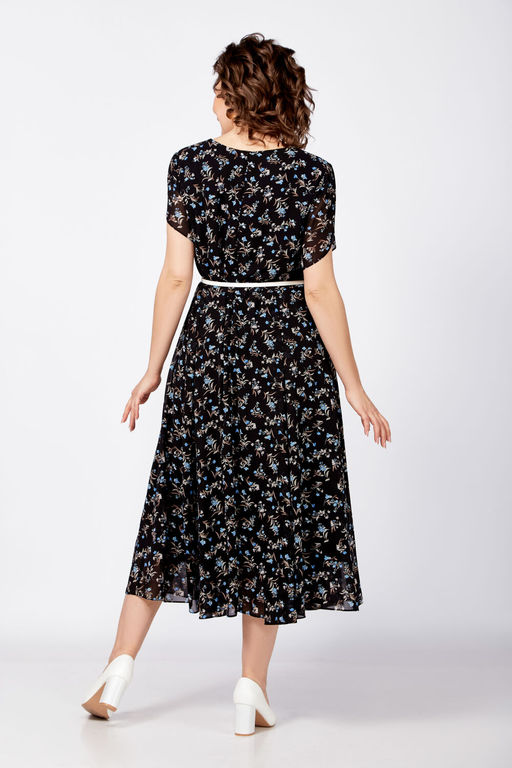 Платье Swallow 814 черный+бежево-голубые цветы фото 2