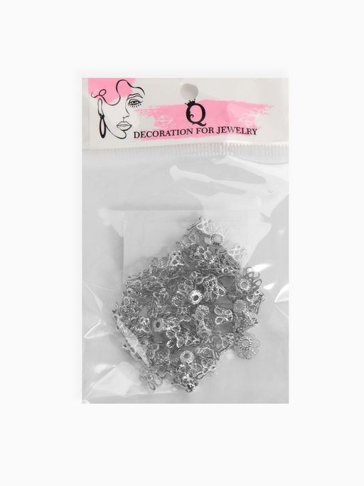Шапочки для бусин (набор 50 шт.), СМ-091, 8?10 мм, цвет серебро