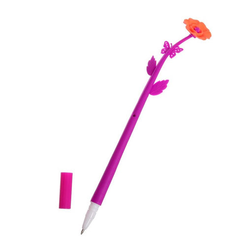 Цена за 12 шт. Ручка-прикол Calligrata Цветы Маки, гелевая, МИКС