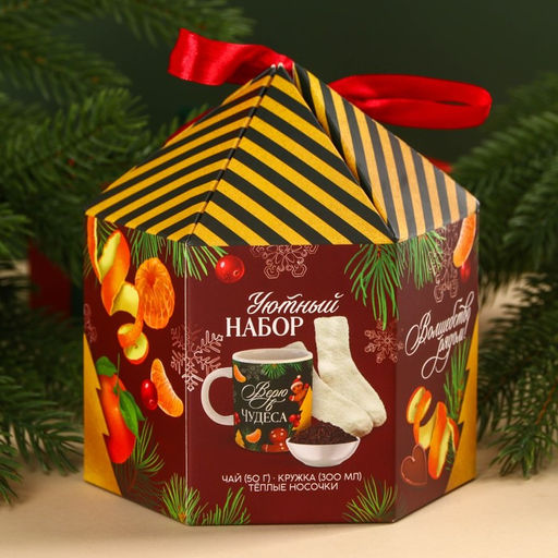 Подарочный набор Верь в чудеса: чай чёрный, вкус: глинтвейн, 50 г., кружка 300 мл., носки 36 - 39 размер