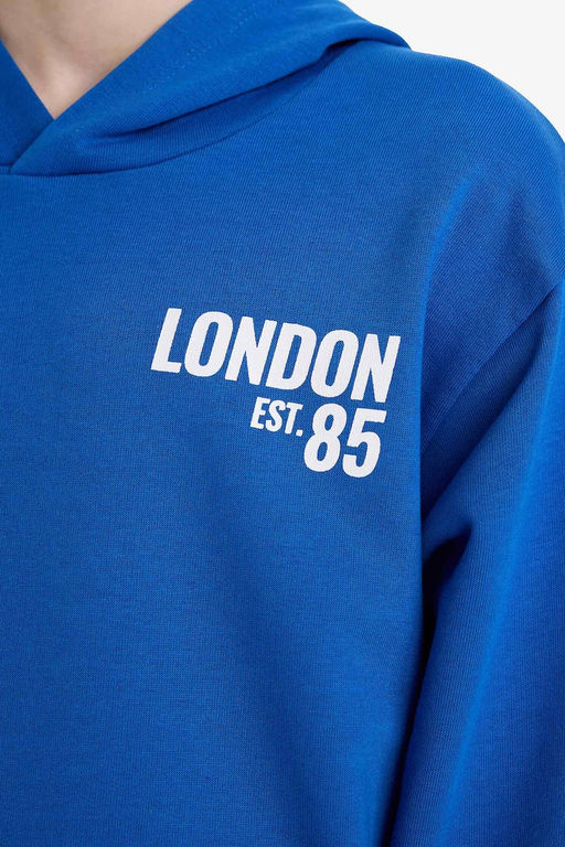 Kap__onlu Bask_l_ __i Yumu_ak T_yl_ Okul Sweatshirt Erkek _ocuk - Defacto фото 5