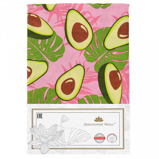 Шторы для кухни, 2шт 148х160см "Авокадо, вид 7/1", на шторной ленте, рогожка (хлопок 100%) 171г/м2, упаковка классическая, пакет ПВХ 32х41см, "Домашняя мода" (Россия)