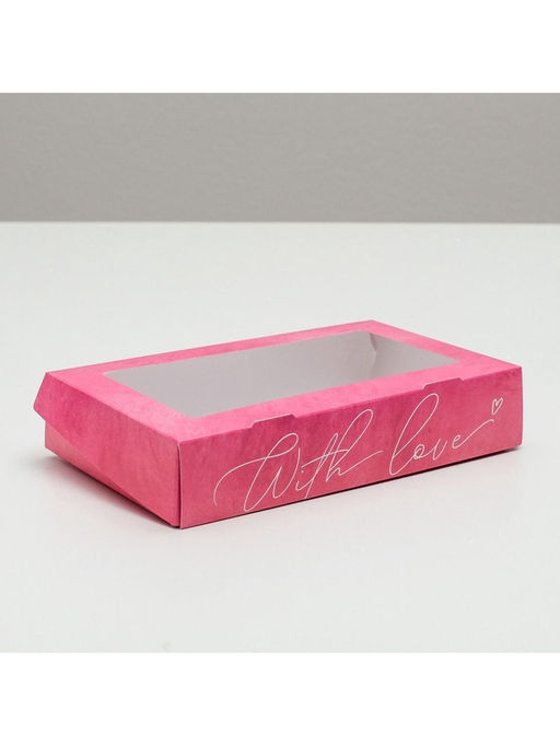 Цена за 10 шт. Кондитерская упаковка, коробка с ламинацией «С любовью», 20×12×4 см