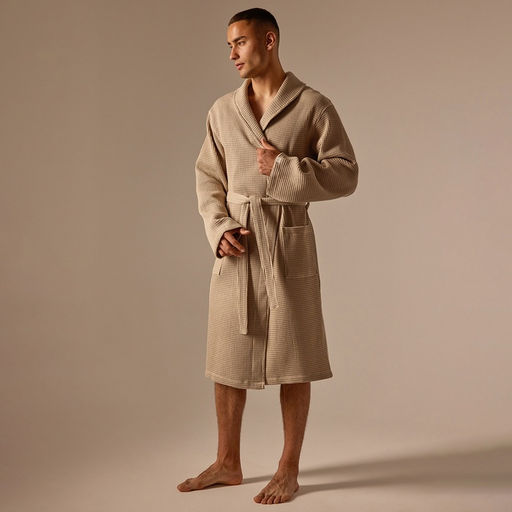 Халат вафельный мужской SL HOME: Basic «Саббиа», размер XL, хлопок 100%, коричневый