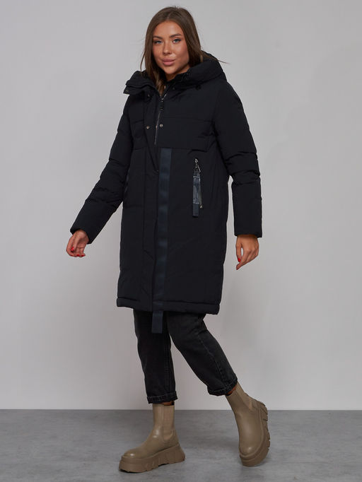 Пальто утепленное молодежное зимнее женское черного цвета 59018Ch - Mtforce фото 3