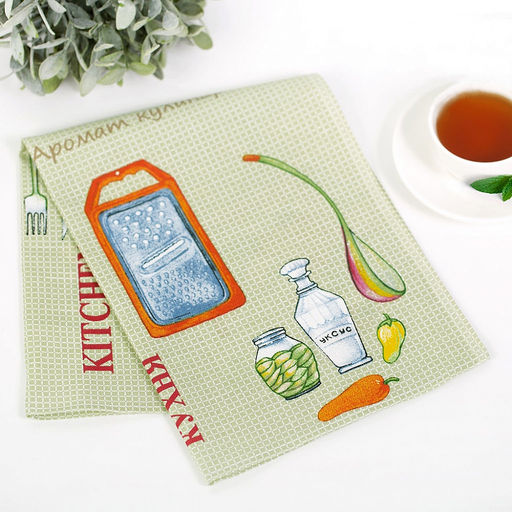 Полотенце кухонное рогожка 48х62см "Кухня", 171г/м2, хлопок 100%, комплект 3шт, "Домашняя мода" (Россия)