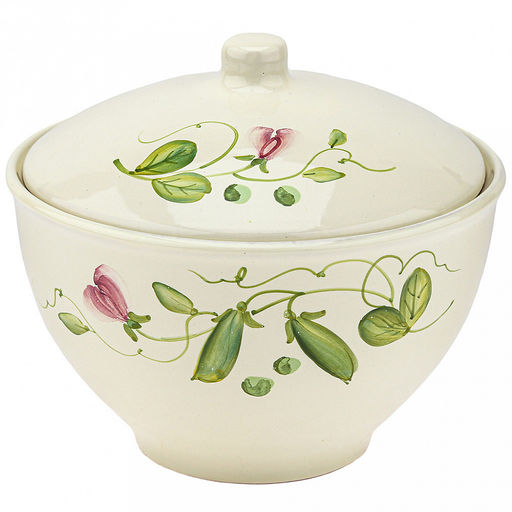 Салатник керамический Подарочный 2,25л, д21,5см, h18,5см, Горошек, с крышкой (Россия)