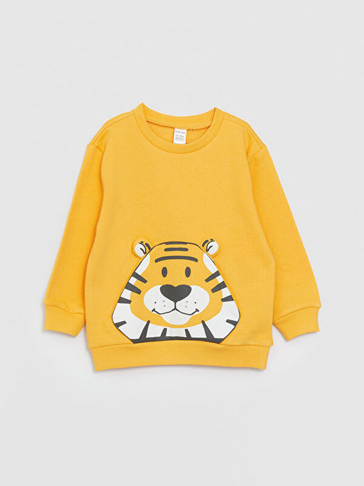 Bisiklet Yaka Uzun Kollu Bask?l? Erkek Bebek Sweatshirt ve E?ofman Alt 2li Tak?m - Waikiki фото 2