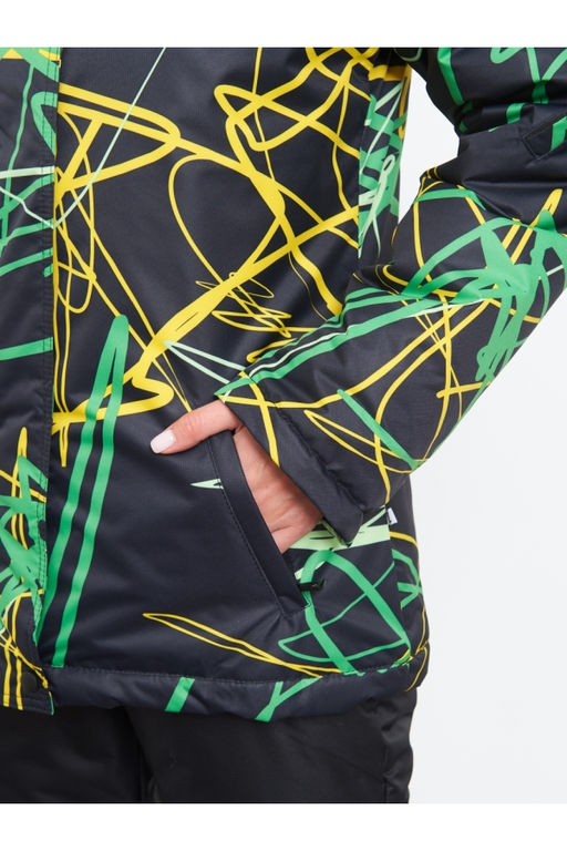 Акция -10%!!! М-155 Костюм зимний женский Принт черно/зеленый