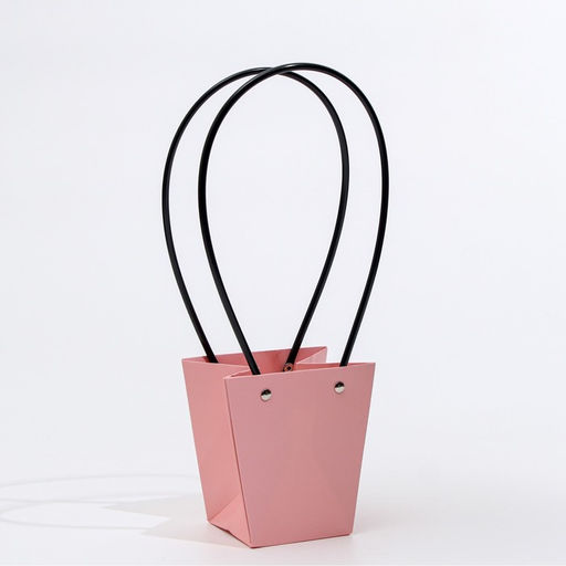 Цена за 10 шт. Сумка для цветов розовая влагостойкая, 12×12 - 8×8 - 12.5 см