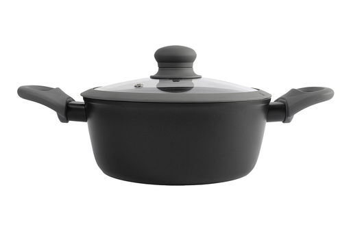 Кастрюля, 20 см, 2,3 л, с крышкой, с покрытием, алюминий, серо-черная, Robust