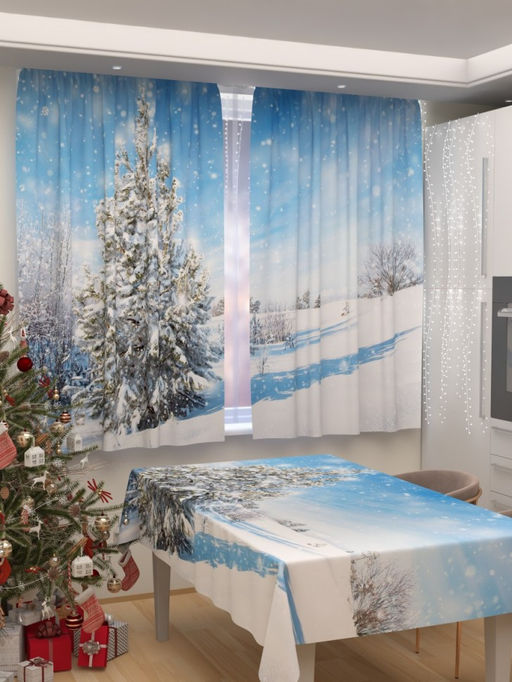 Фотошторы для кухни Новогодняя коллекция 83 Скатерть 145*200