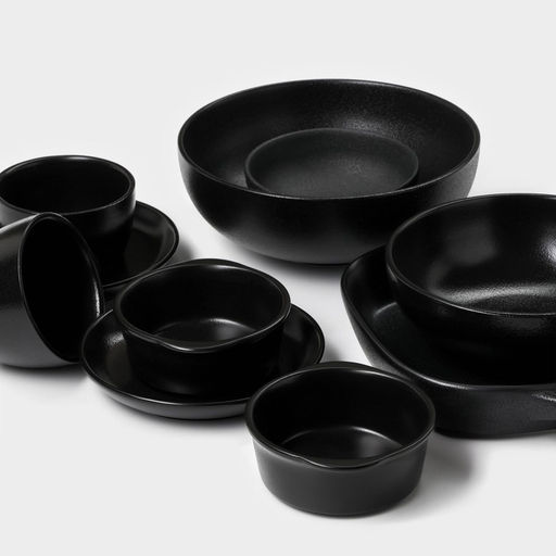 Блюдо для подачи Magistro Carbon, 200 мл, 11.5×10.3 см, керамика, набор 2 шт., чёрное