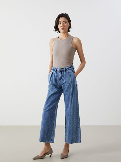 Wideleg Kad?n Jean Pantolon