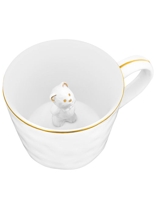 Кружка 300 мл 14*10*7,5 см "Медвежонок" с фигуркой внутри, белый с золотом, фарфор
