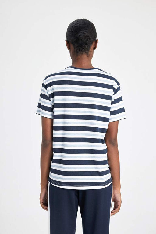 DeFactoFit Стандартная посадка, полосатая футболка с короткими рукавами для спортсменов с круглым вырезом  фото 9