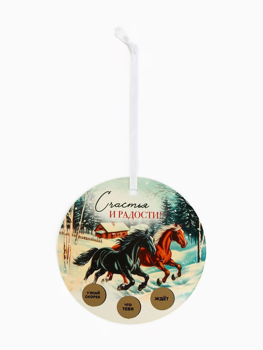 Цена за 2 шт. Ёлочная игрушка новогодняя с предсказанием Лошади, d=13.4 см - Simaland фото 9