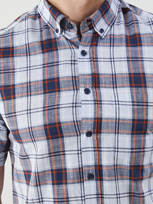 Regular Fit K?sa Kollu Ekose Erkek G?mlek