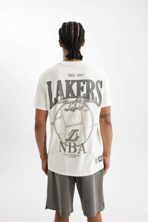 DeFactoFit Футболка стандартного кроя с короткими рукавами и круглым вырезом НБА Лос-Анджелес Лейкерс  фото 6