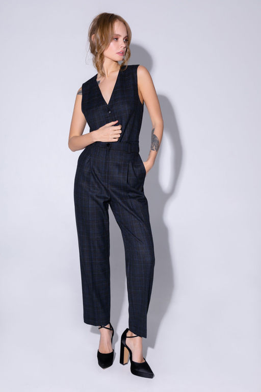 Брюки Pirs 4758 серо-синяя клетка  фото 9