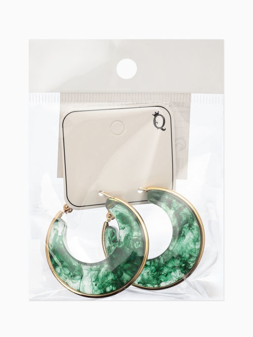 Серьги-кольца акрил «Тренд», цвет изумрудный в золоте