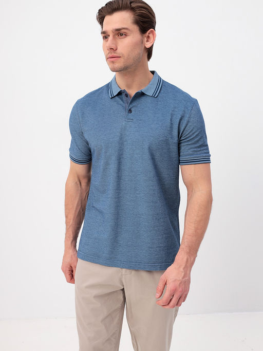 Джемпер мужской с воротником поло короткий рукав GREG G144V-PH4-OZ2 (голубой)