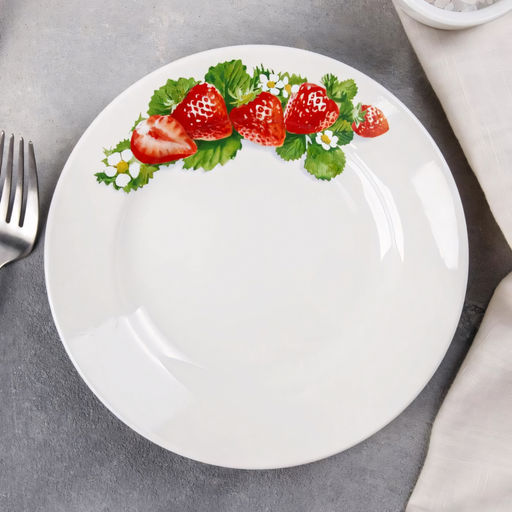 Тарелка плоская Клубника Д18 см , арт. ДФ-ТП18-1 ВЫВОД