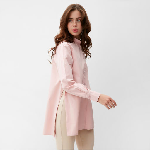 Рубашка женская MINAKU: Casual Collection с разрезами, размер 46, розовая